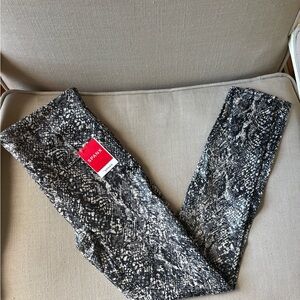 SPANX Black & White faux leather Snake-Print Leggings